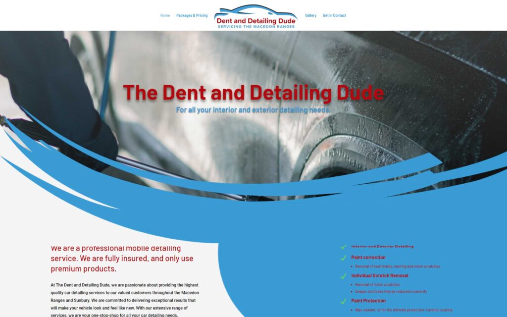Recent website for Dent and Detailing Dude - Macedon