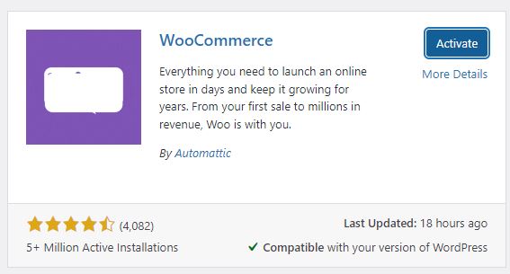 Activate and Install WooCommerce
